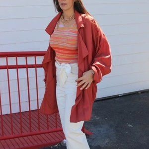 H&M Conscious XL Oversized Long Lightweight Jacket Terracotta Red